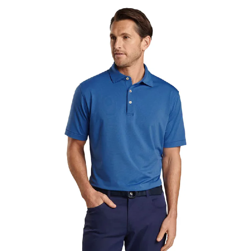 men's premium cotton polo shirts -Peter Millar Jubilee Stripe Performance Jersey Polo Shirt - Sport Navy