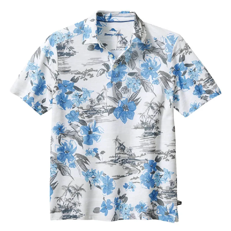 men's pique polo shirts -Tommy Bahama Waikiki Waves Polo Shirt - Infinity Pool