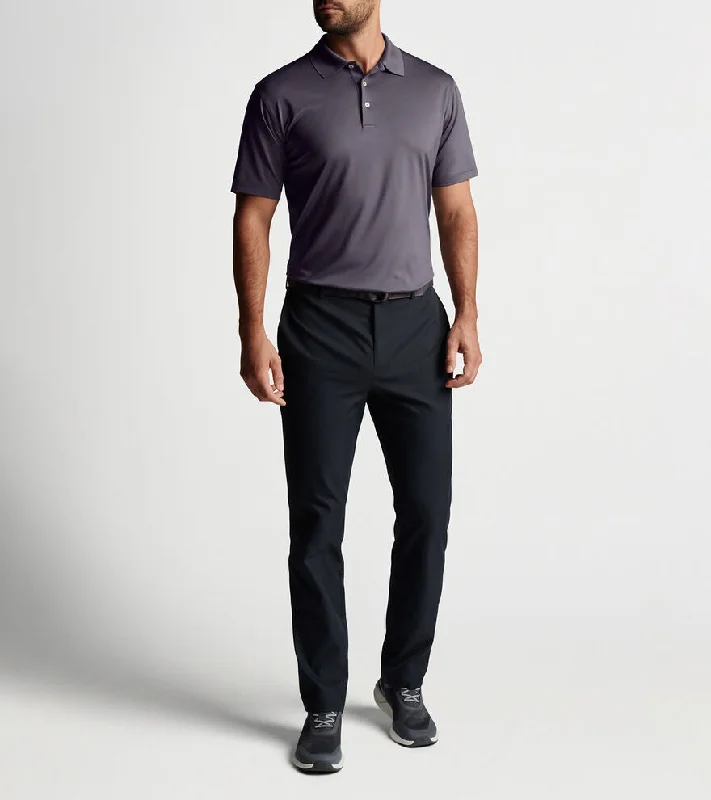 comfortable casual polo shirts for men -Peter Millar Solid Performance Jersey Sean Self Collar Polo Shirt - Iron