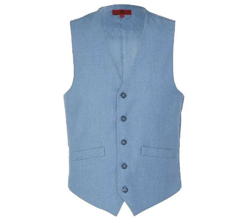 men's sleeveless jackets -Alessandro Vitello by Renoir Blue Business Suit Vest Regular Fit Dress Suit Waistcoat 201-11