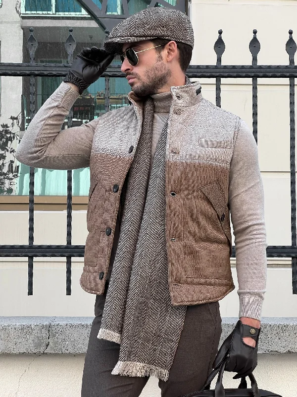 stylish waistcoats for men -Bojoni Astoria Slim Fit Button Collared Inflatable Camel Vest/Jacket