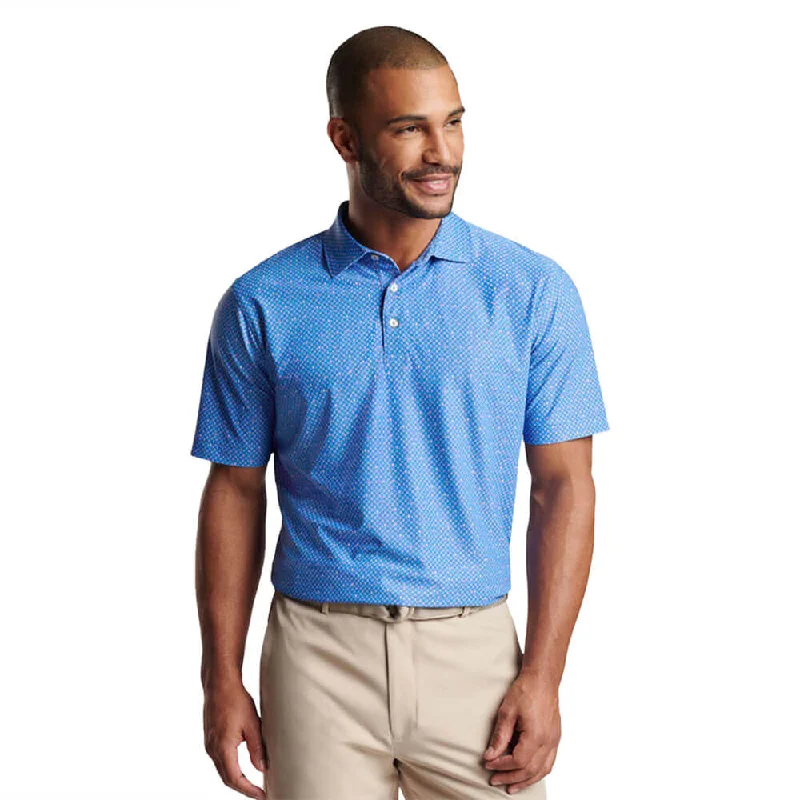 men's regular-fit polo shirts -Peter Millar Irish Coffee Performance Mesh Polo Shirt - Liberty Blue