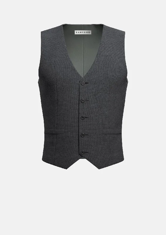 outdoor vests for men -Charcoal Crosshatch Vest