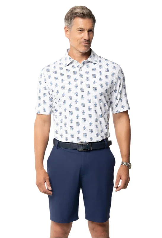 fitted polo shirts for outdoor sports -IBKUL Mens King of Spades Polo Shirt - Ink/Turq