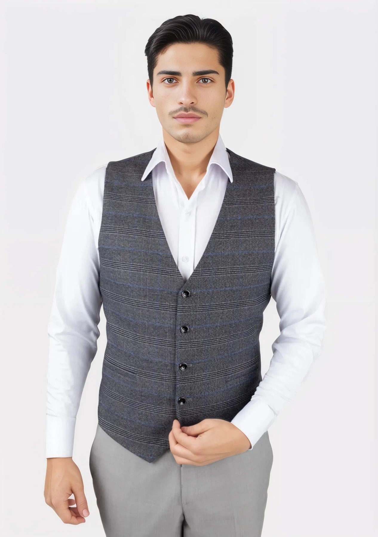 lightweight vests for men -Dark Grey Prince of Wales Vest