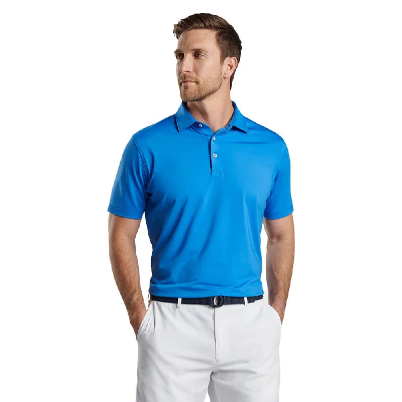 stylish plain polo shirts for men -Peter Millar Men's Solid Performance Jersey Polo Shirt - Mako Blue