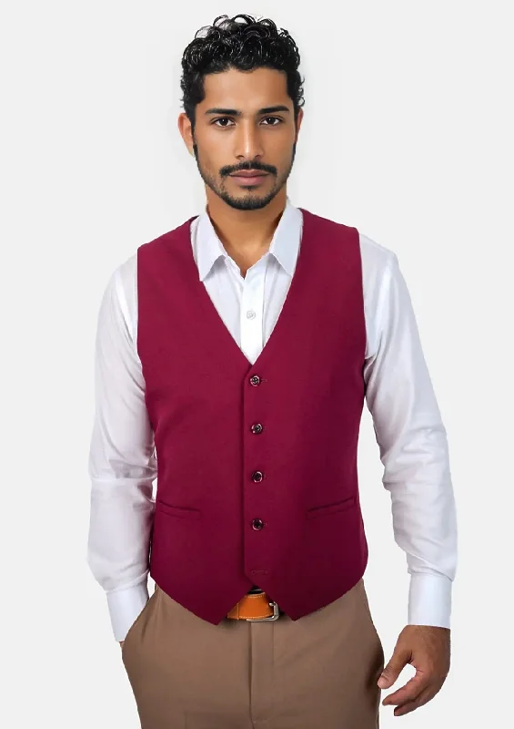 men's winter vests -Claret Red Vest