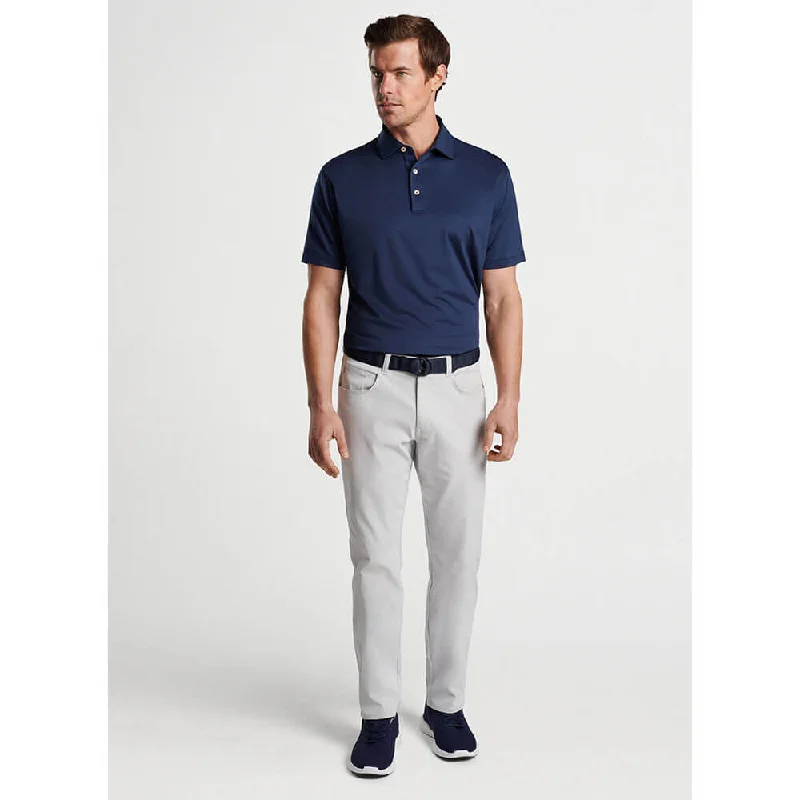 men's polo shirts with mesh back -Peter Millar Solid Stretch Jersey Sean Self Collar Polo Shirt - Navy*