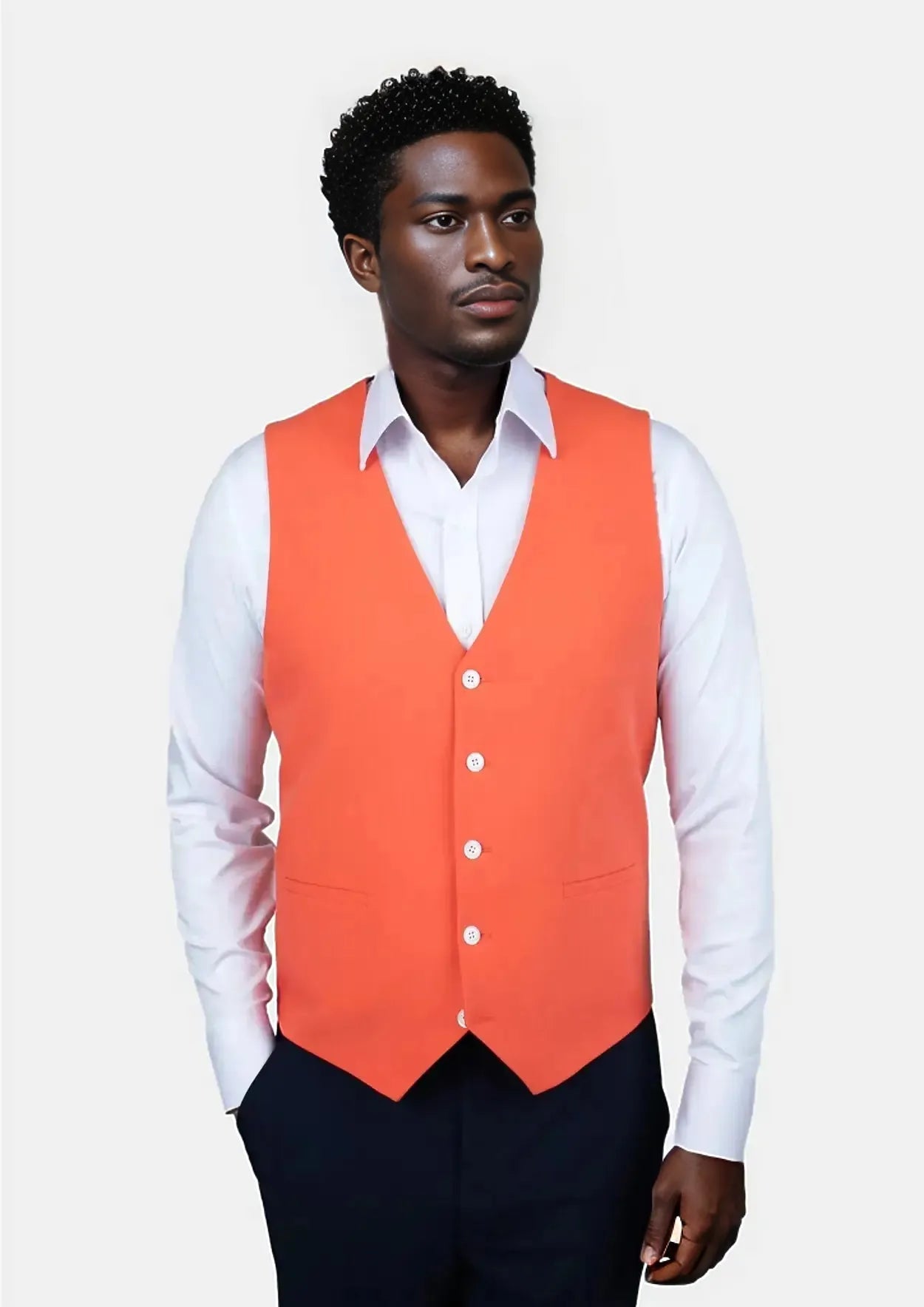 men's long waistcoats -Orange Vest