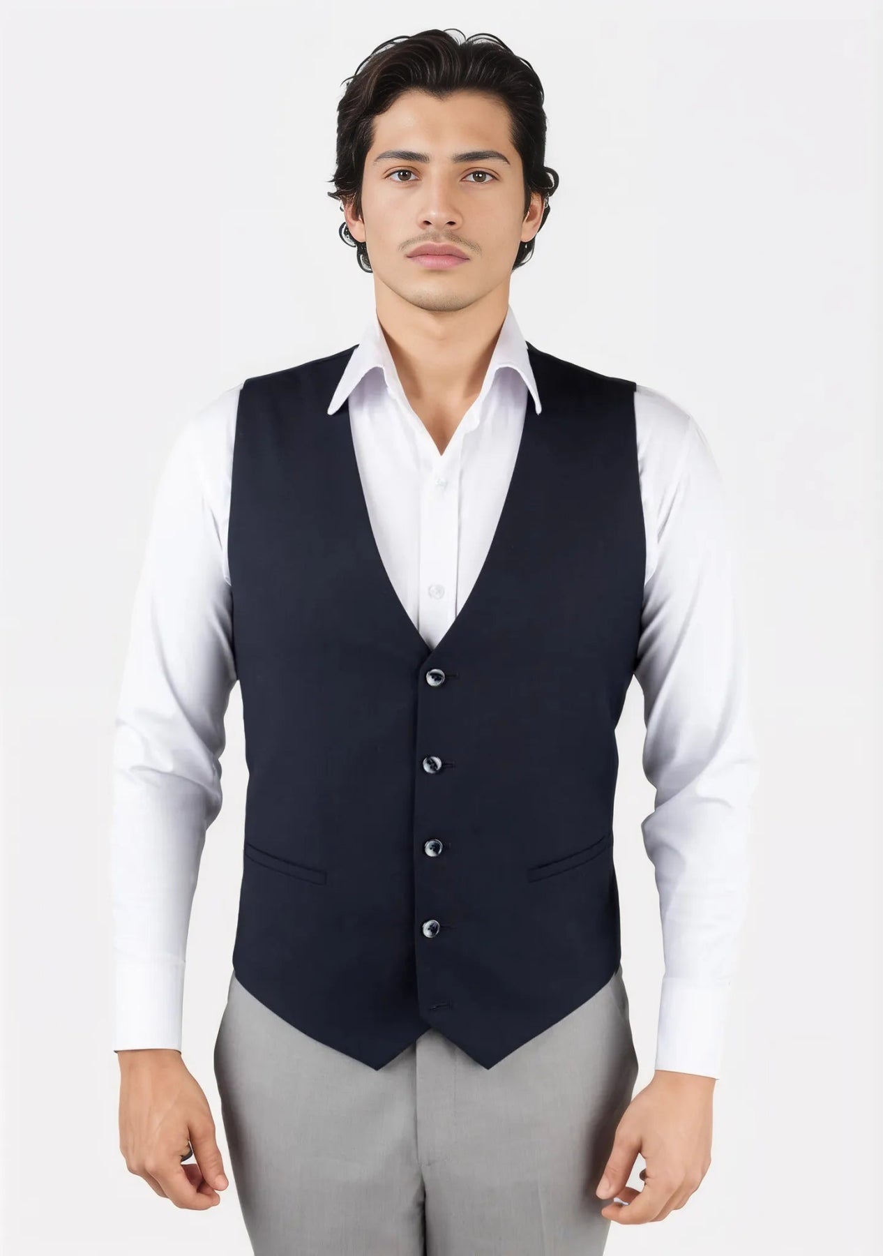 leather vests for men -Dark Navy Twill Vest