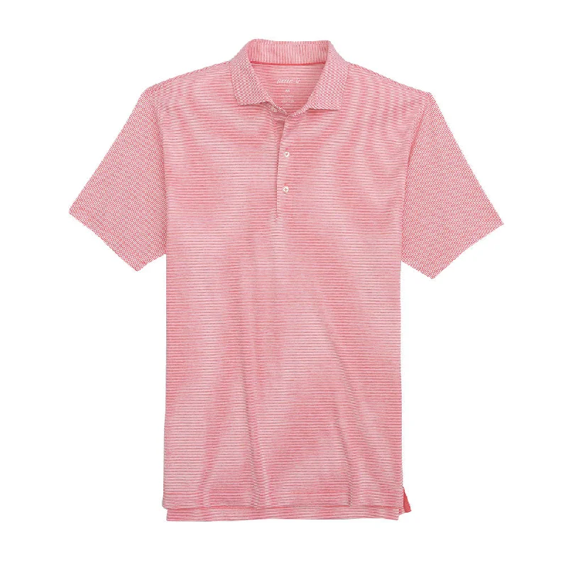 men's striped cotton polo shirts -Johnnie-O Lyndon Prep-Formance Pinstripe Polo Shirt - Azalea