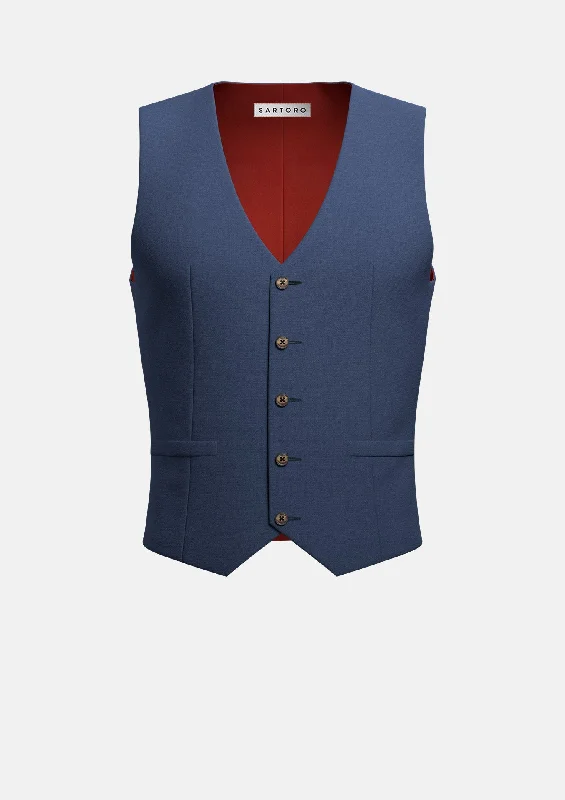 stylish waistcoats for men -Yale Blue Crosshatch Vest