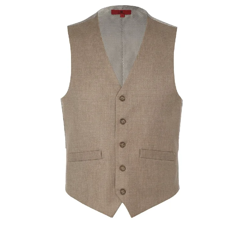 men's casual puffer vests -Alessandro Vitello by Renoir Taupe Button Formal Suit Vest Regular Fit Suit Waistcoat 202-3