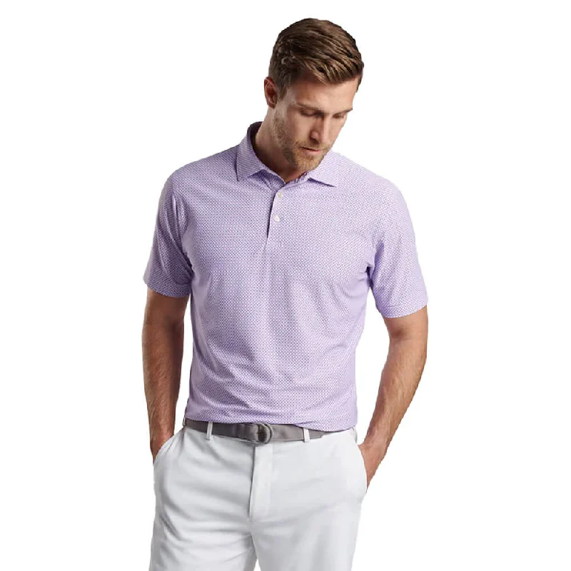 men's polos with side slits -Peter Millar Orbital Geo Performance Mesh Polo Shirt - Petal Purple