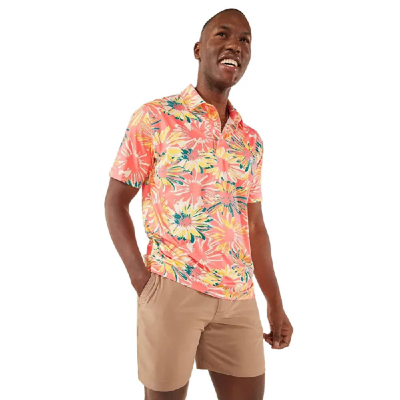 men's classic striped polo shirts -Chubbies The P.I. Performance Polo Shirt - Coral