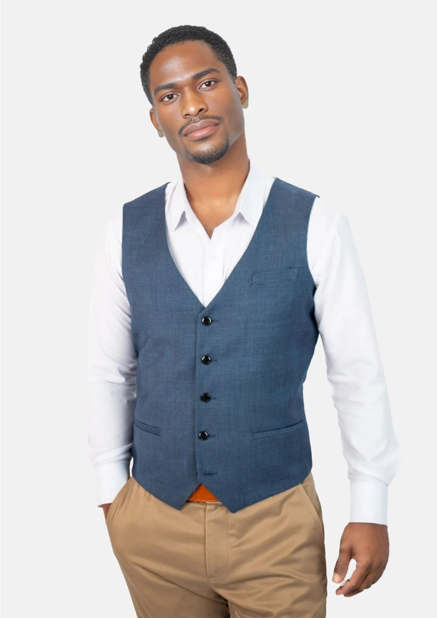 men's long waistcoats -Air Force Blue Prince of Wales Vest