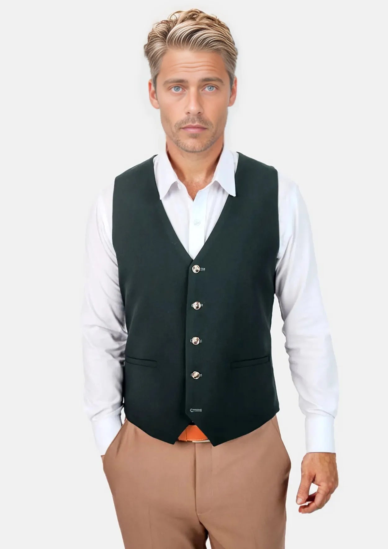 men's military-style vests -Emerald Green Vest