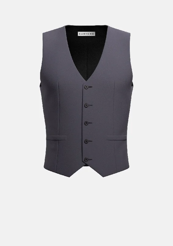 stylish formal vests for men -Shadow Grey Cotton Vest