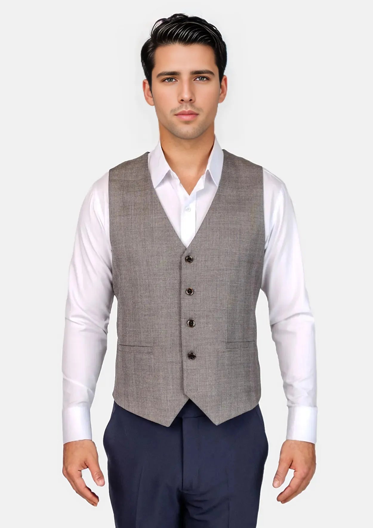 fashionable sleeveless vests for men -Spanish Grey Prince Of Wales Vest