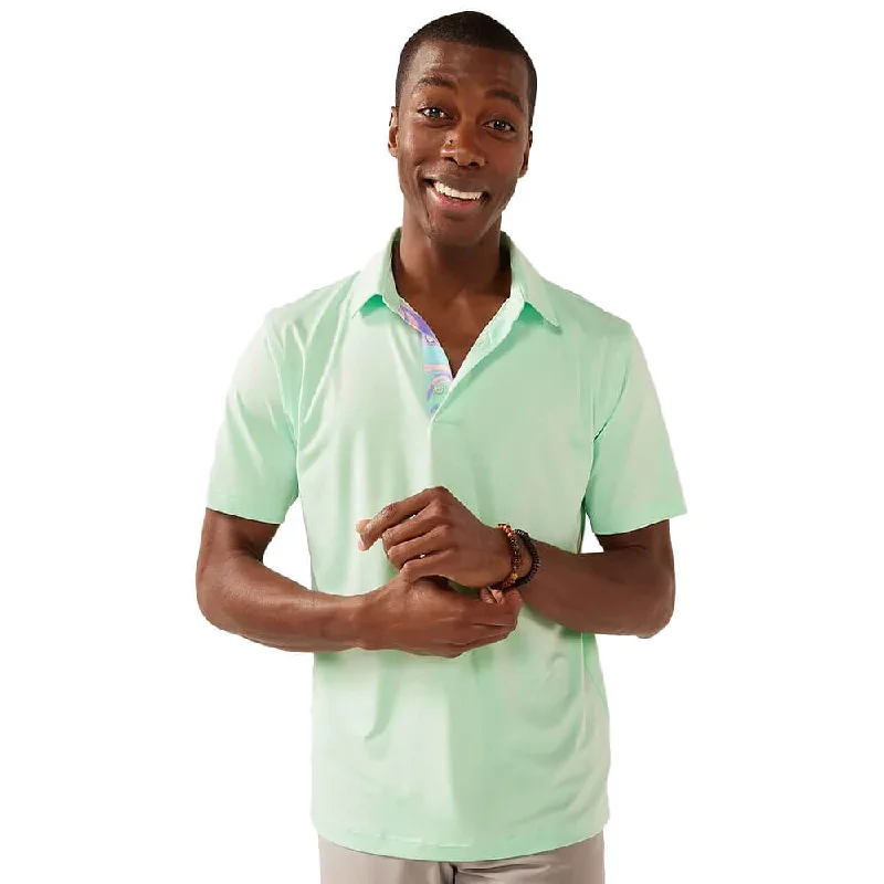 stylish long sleeve polo shirts -Chubbies The Teal Mint Performance Polo Shirt - Light/Pastel Mint