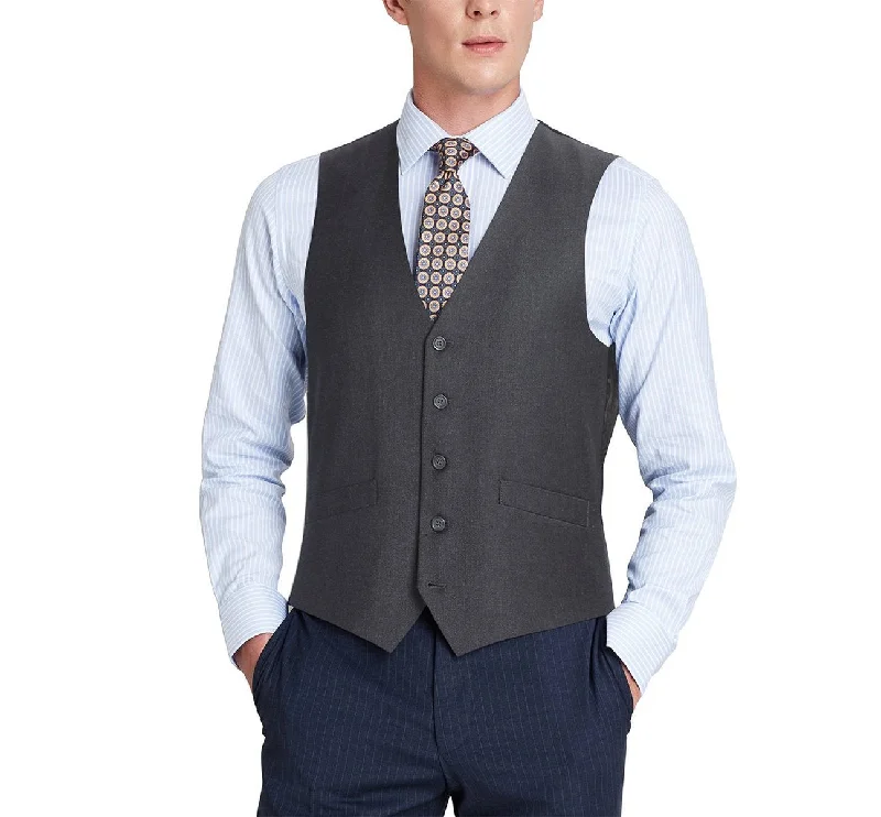 stylish formal vests for men -Alessandro Vitello by Renoir Charcoal Button Formal Suit Vest Regular Fit Suit Waistcoat 202-1