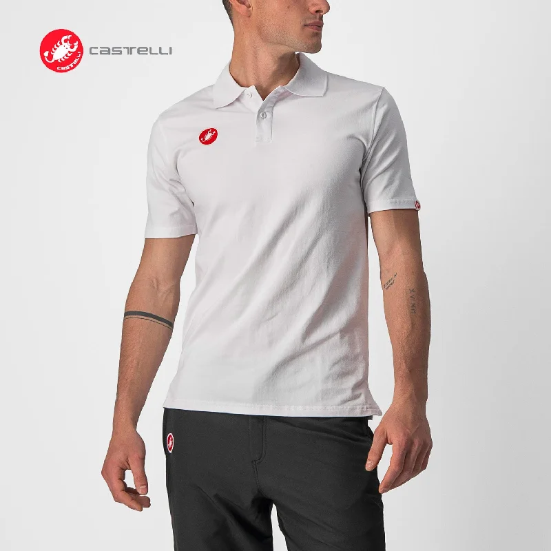 polo shirts with contrasting collars -Castelli RACE DAY POLO SHIRT : WHITE