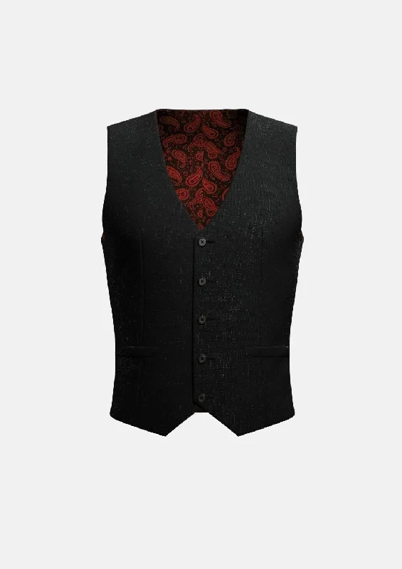 modern vests for men -Shimmer Black Vest