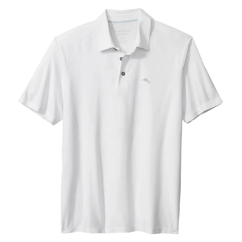 casual pique polo shirts for men -Tommy Bahama Islandzone Performance Palm Coast Polo Shirt - White