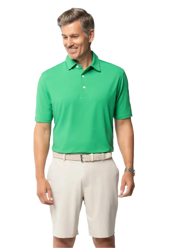 men's polo shirts with side vents -IBKUL Mens Lucky Charm Polo Shirt - Kelly Green