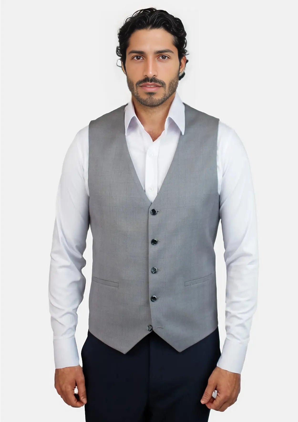 men's sporty vests -Light Grey Prince of Wales Vest