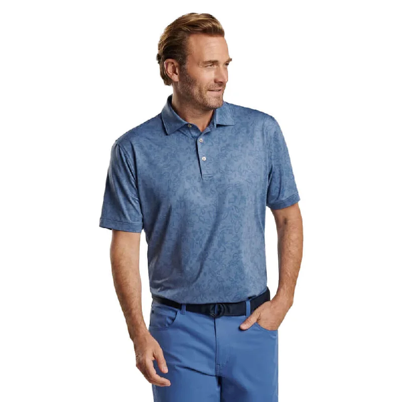 men's polo shirts with designs -Peter Millar Carrow Botanical Performance Jersey Polo Shirt - Astral Blue