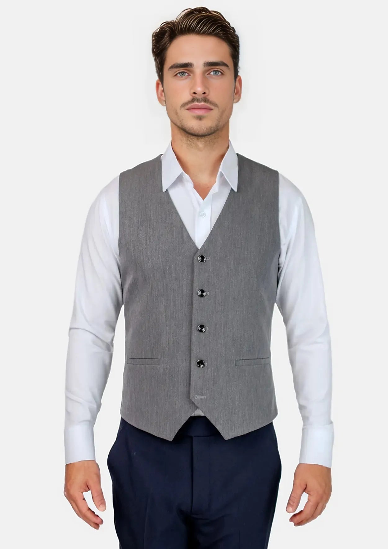 men's checkered waistcoats -Light Grey Vest