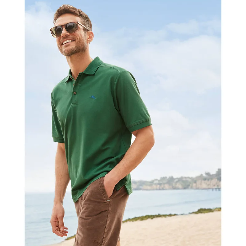 men's performance long sleeve polo shirts -Tommy Bahama IslandZone Emfielder 2.0 Polo Shirt - Myrtle Green