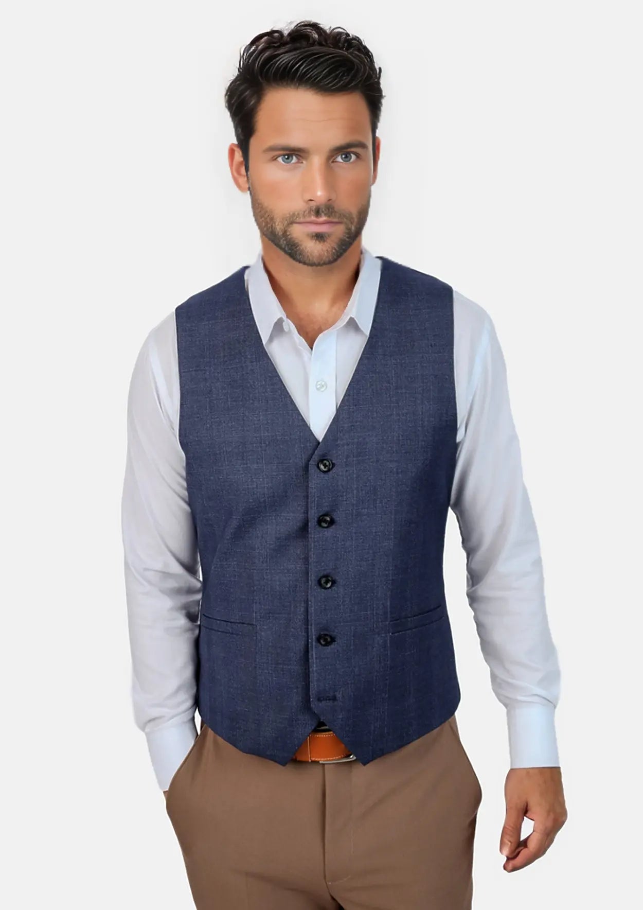 men's quilted waistcoats -Midnight Blue Prince of Wales Vest