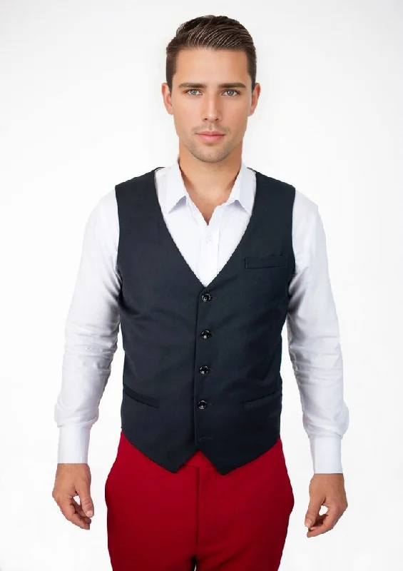 men's casual waistcoats -Dark Charcoal Twill Vest