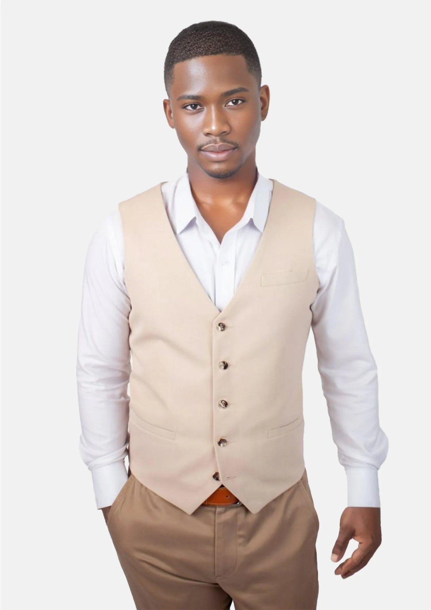 men's plaid waistcoats for weddings -Champagne Cotton Vest