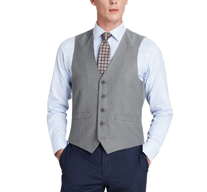 men's designer waistcoats -Alessandro Vitello by Renoir Grey Button Formal Suit Vest Regular Fit Suit Waistcoat 202-2