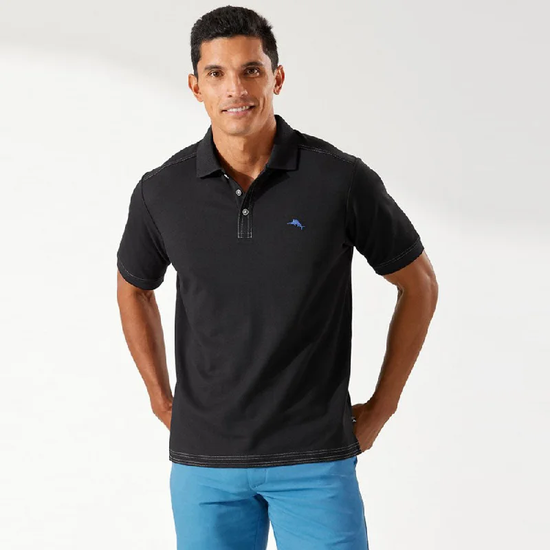 men's premium cotton polo shirts -Tommy Bahama IslandZone Emfielder 2.0 Polo Shirt - Black*