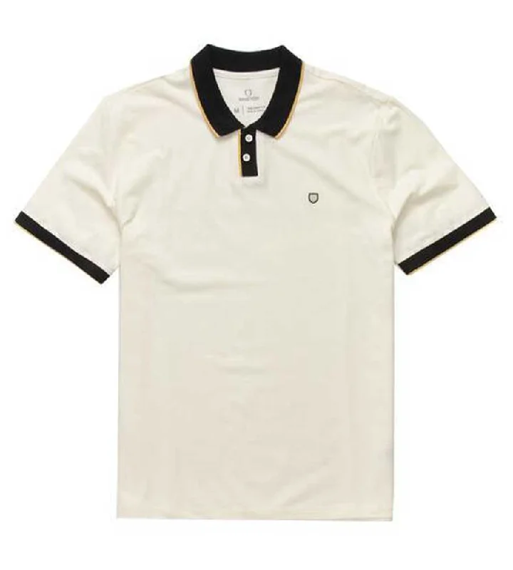 men's polo shirts for summer -Brixton Proper Polo Shirt - Off White/Black