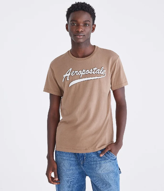 men's printed logo t-shirts -Aeropostale Script Logo Appliqué Graphic Tee