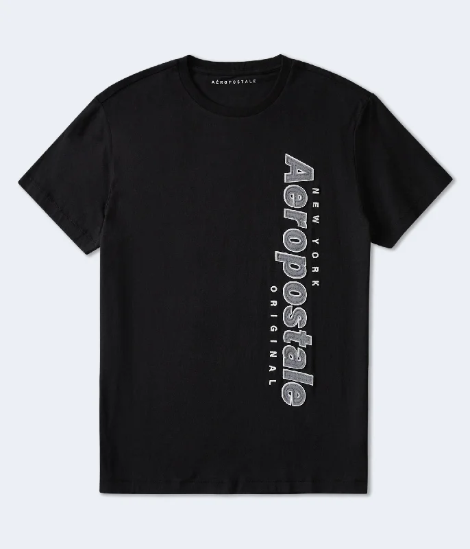 cool vintage t-shirts for men -Aeropostale Vertical Appliqué Graphic Tee