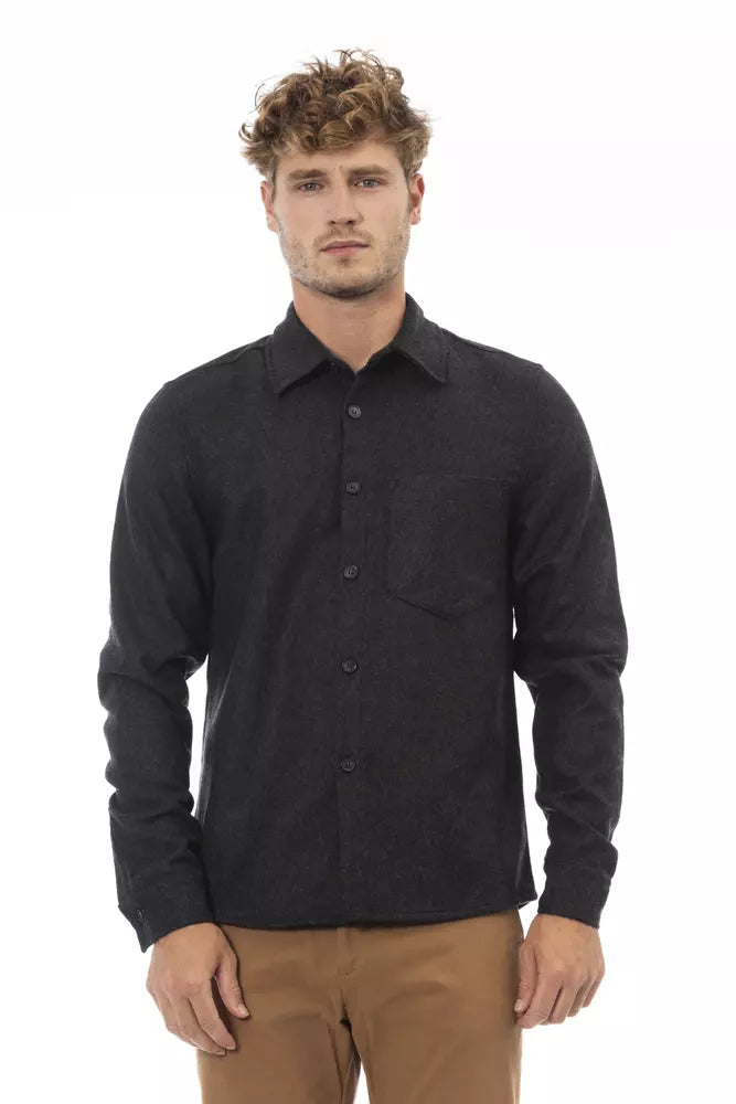 men's versatile plaid shirts -Alpha Studio  Wool Men's Shirt