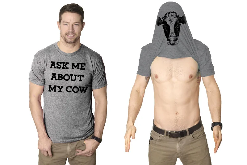 men's retro t-shirts -Ask Me About My Cow Flip Men's T Shirt