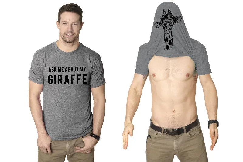 men's graphic t-shirts -Ask Me About My Giraffe Men's T Shirt