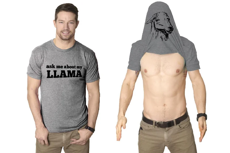 cool t-shirts for men -Ask Me About My Llama Flip Men's T Shirt