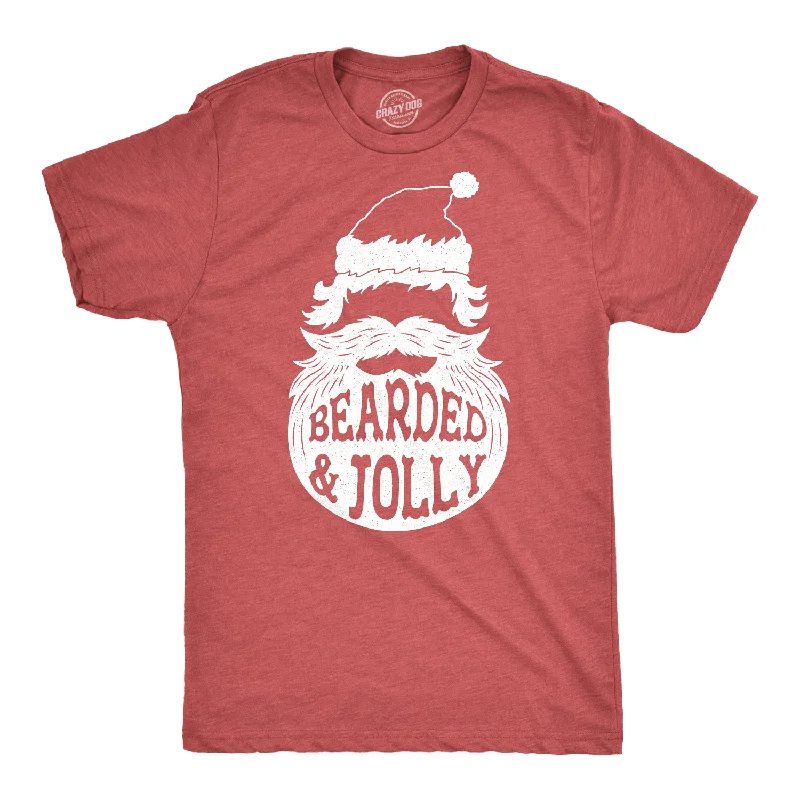 men's stylish v-neck tees -Bearded And Jolly Men's T Shirt