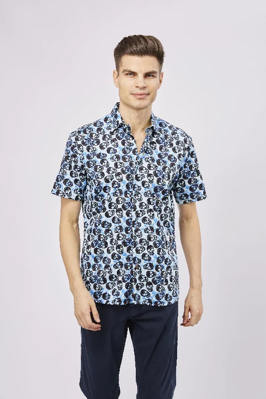 men's formal shirts for work -Black Skulls Shirt