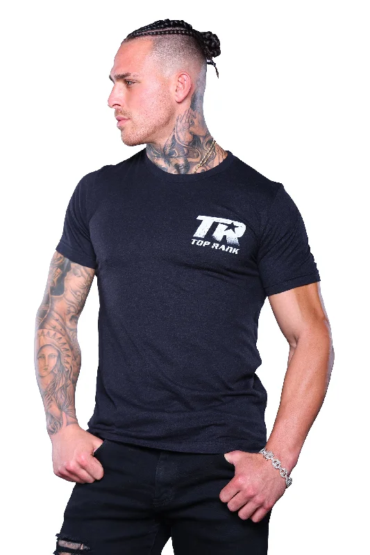 men's retro t-shirts -Black Top Rank Pocket Logo T-Shirt with Back Graphic