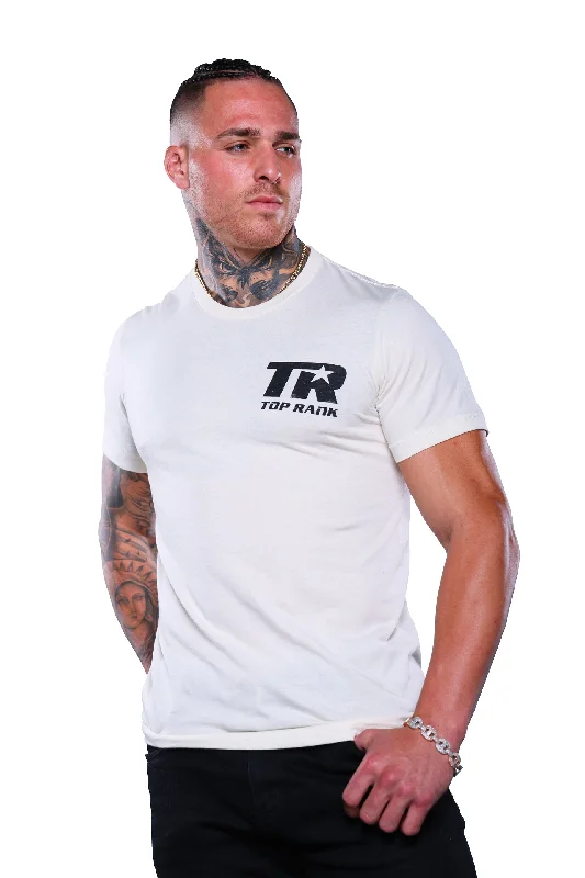 trendy printed t-shirts -Natural Top Rank Crew Neck T-Shirt