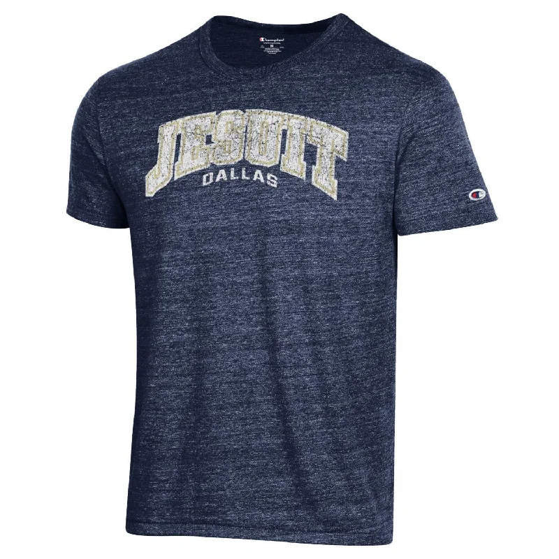 men's custom print t-shirts -Distressed Champion Jesuit Dallas T-shirt